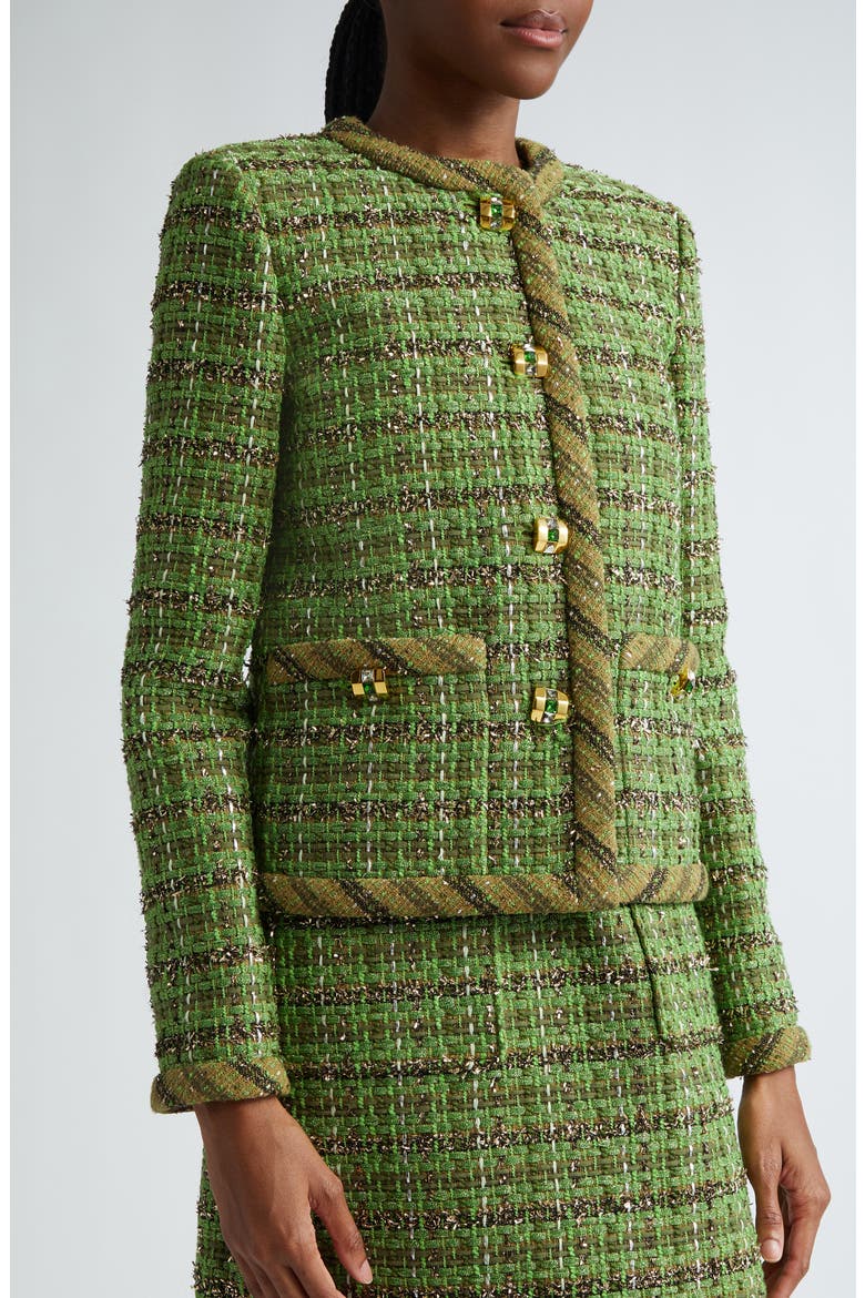Metallic Eyelash Tweed Jacket, Alternate, color, CYMS CYPRESS/MOSS MULTI