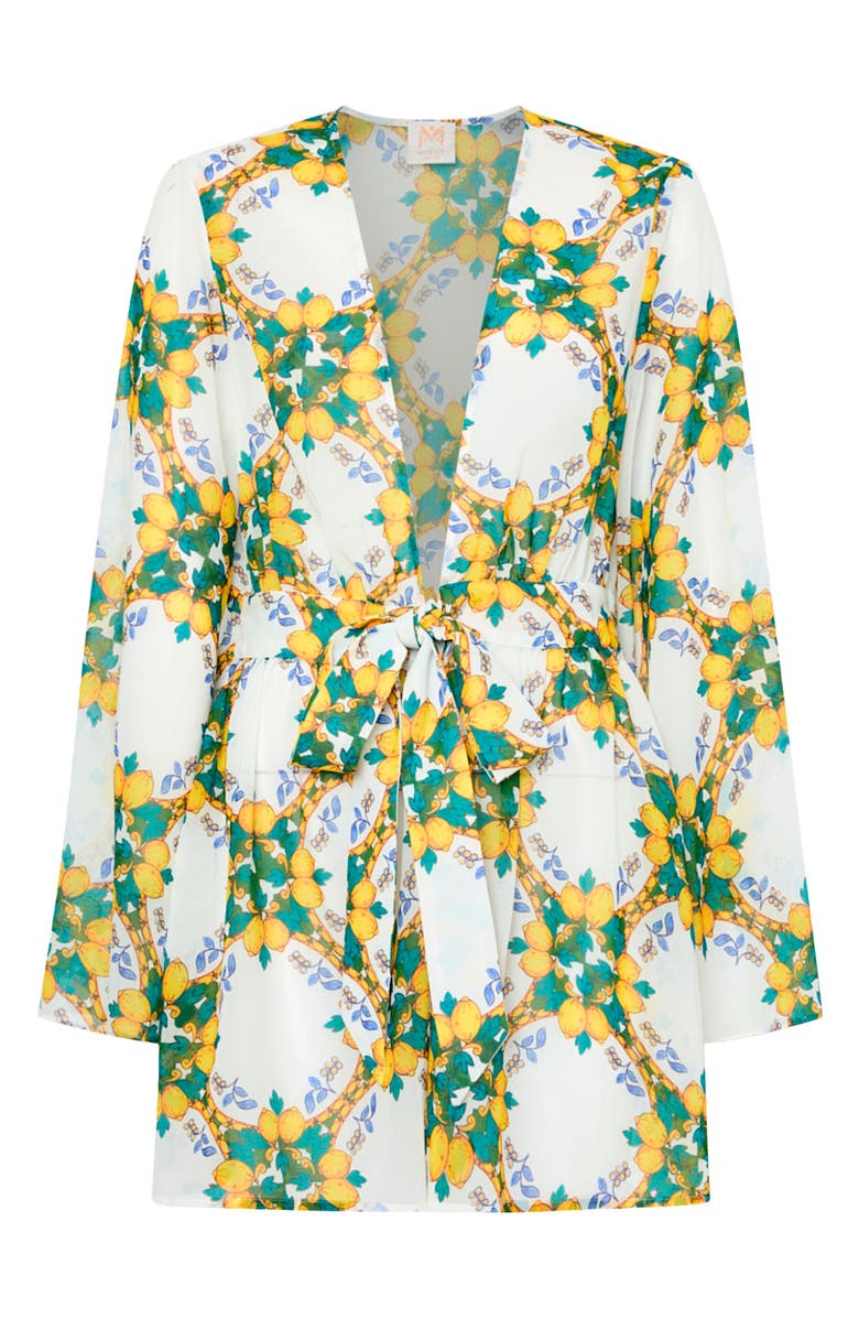 Milly Jessie Lemon Tile Long Sleeve Cover-Up, Alternate, color, White Multi