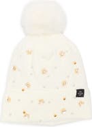 Nanette Lepore Scattered Embellished Faux Fur Pompom Beanie
