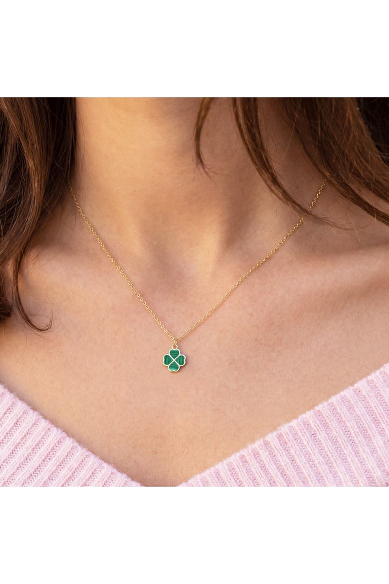 Malachite Lucky Clover Necklace, Alternate, color, Malachite