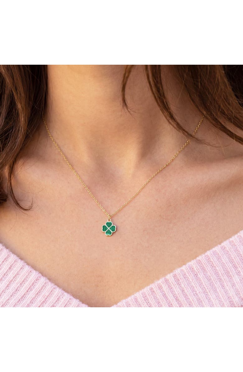 The Lovery Fine Jewelry Malachite Lucky Clover Necklace, Alternate, color, Malachite