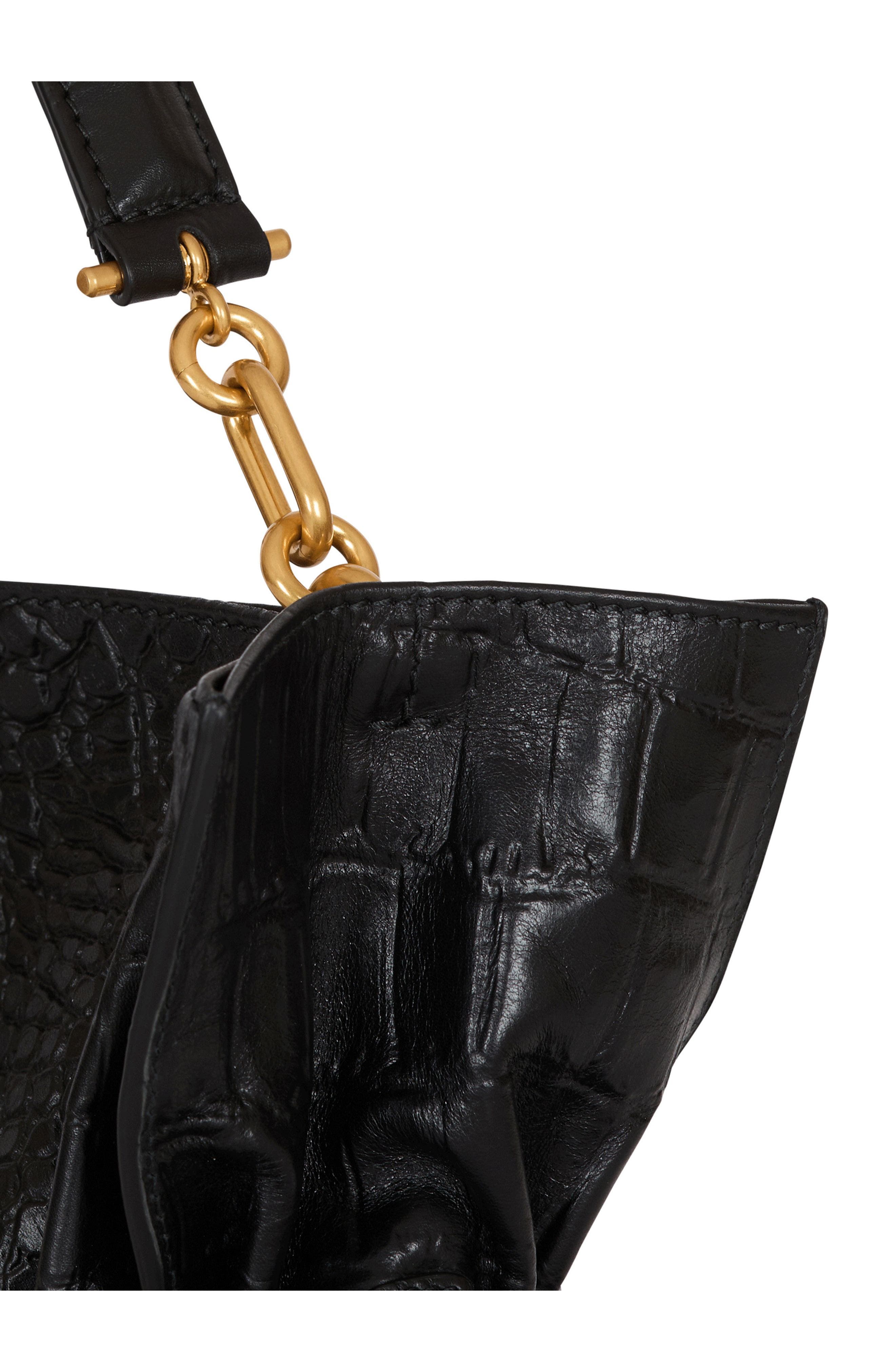Balmain Medium Anthem bag in embossed crocodile-print calfskin, Alternate, color, 