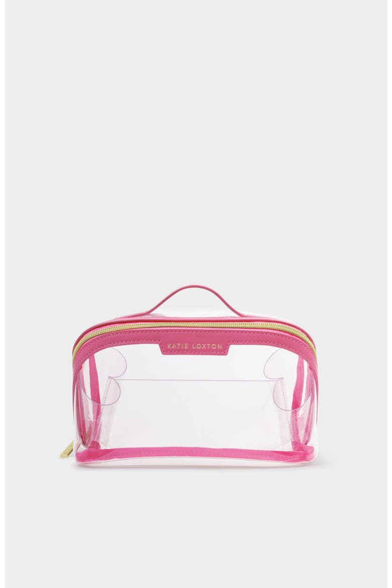 Medium Clear Fold-Out Wash Bag, Main, color, Sugar Pink