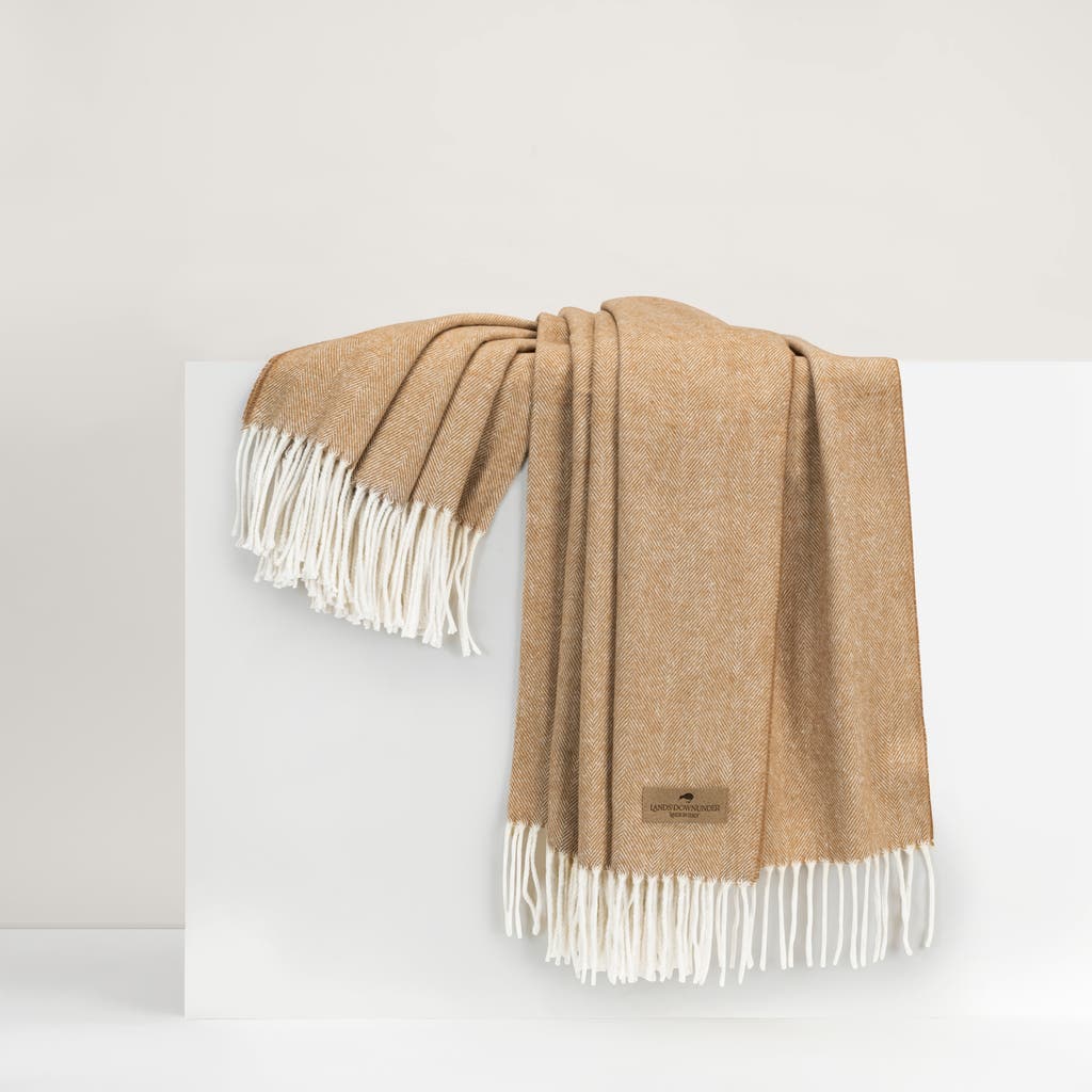 Lands Downunder Italian Herringbone Throw In Brown