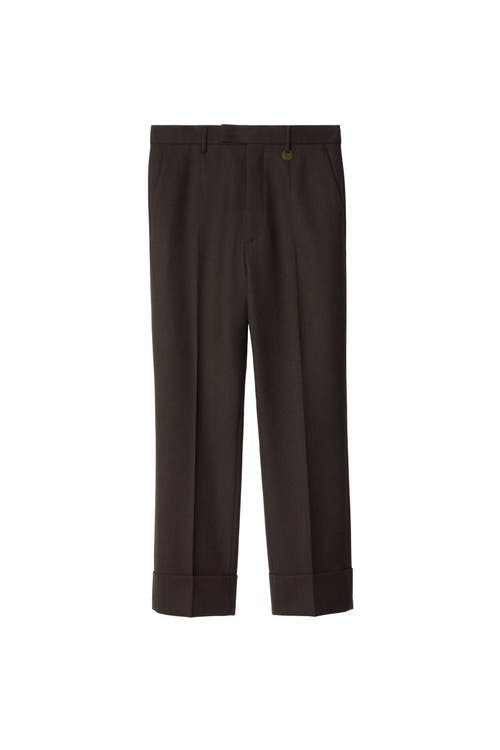 Burberry Wool Tailored Trousers In Brown