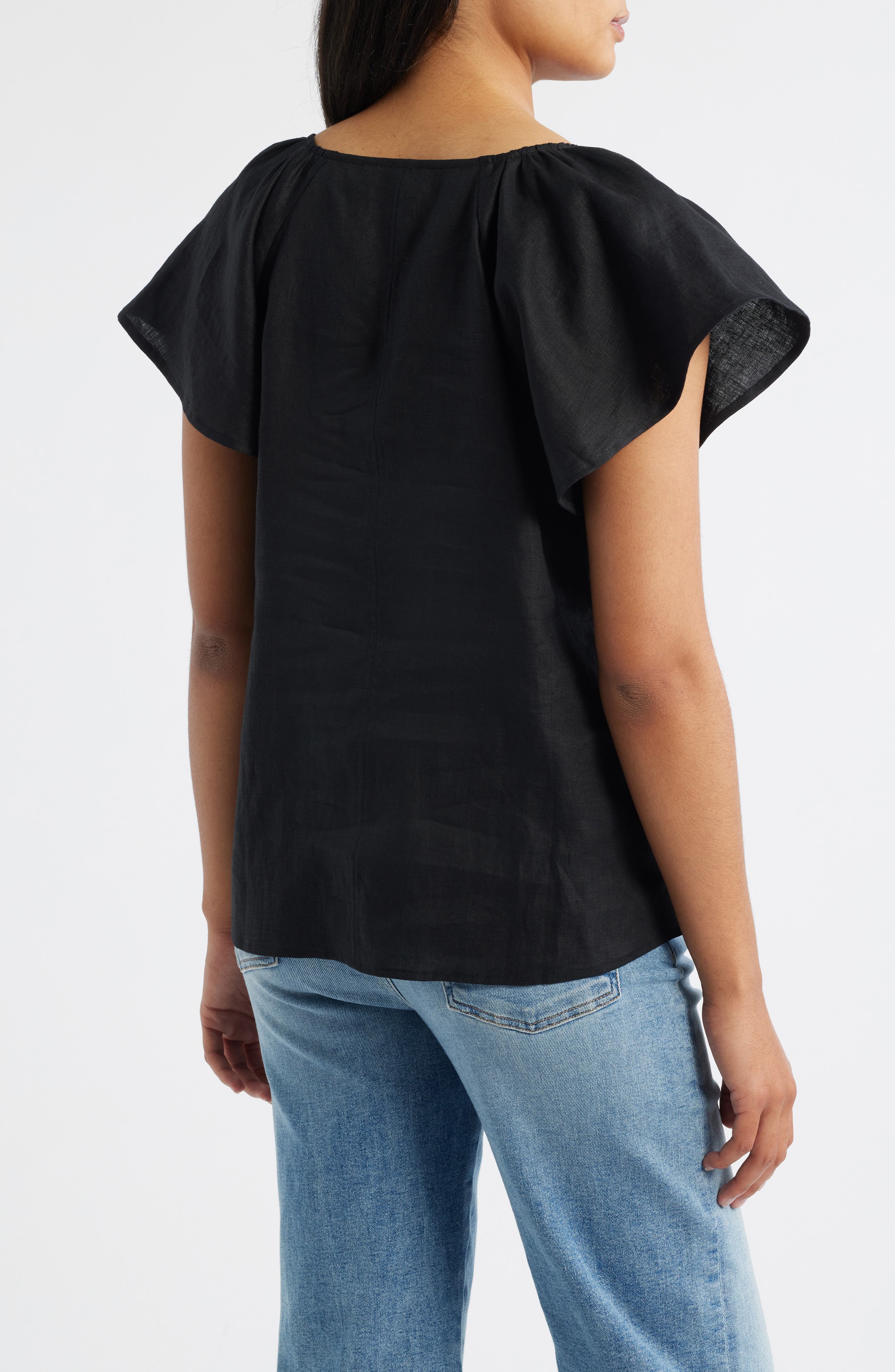 Coastalina Flutter Sleeve Linen Top - image 2