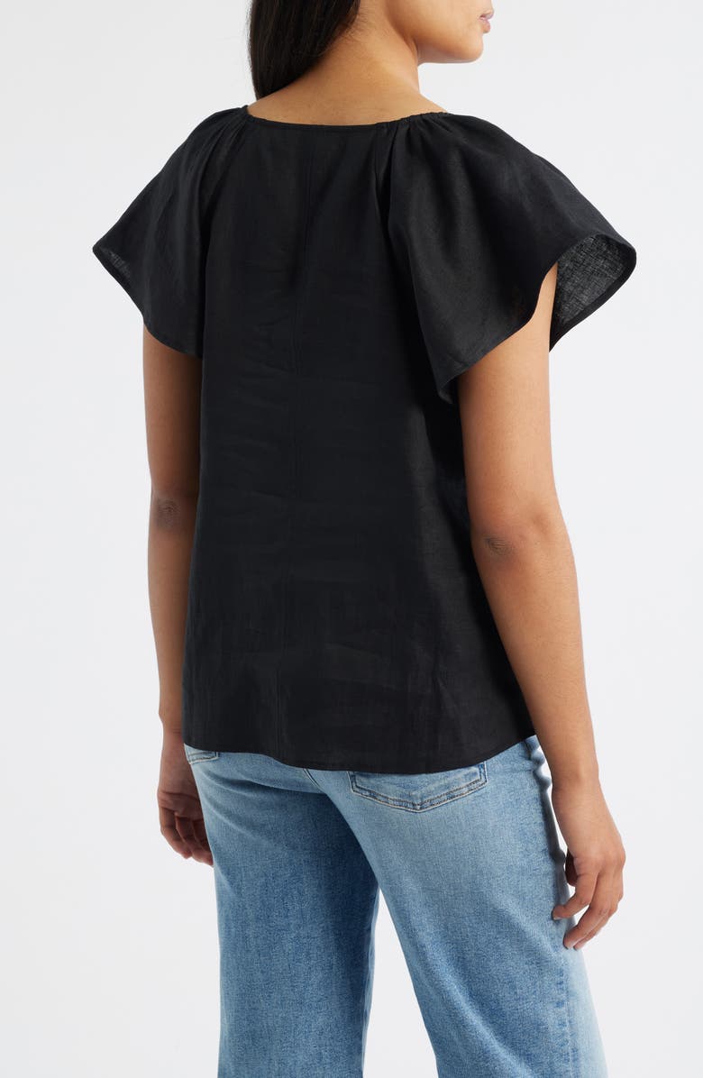 Tommy Bahama Coastalina Flutter Sleeve Linen Top, Alternate, color, Black