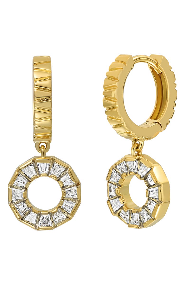 Bony Levy Circle of Life Diamond Huggie Drop Earrings, Main, color, 18Ky