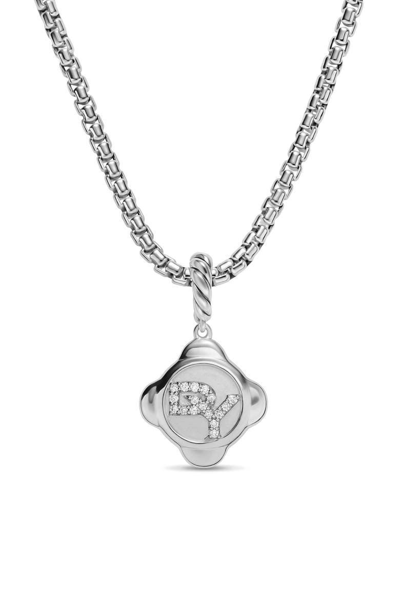 David Yurman DY Logo Cable Collectibles Diamond Amulet Charm, Alternate, color, Silver Pave