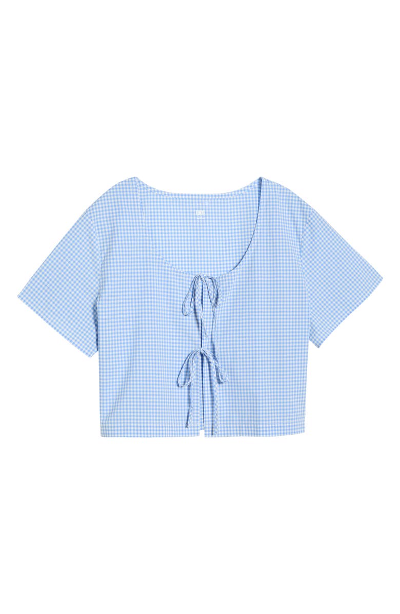 Lunya Gingham Tie Front Cotton Sleep Top, Alternate, color, 