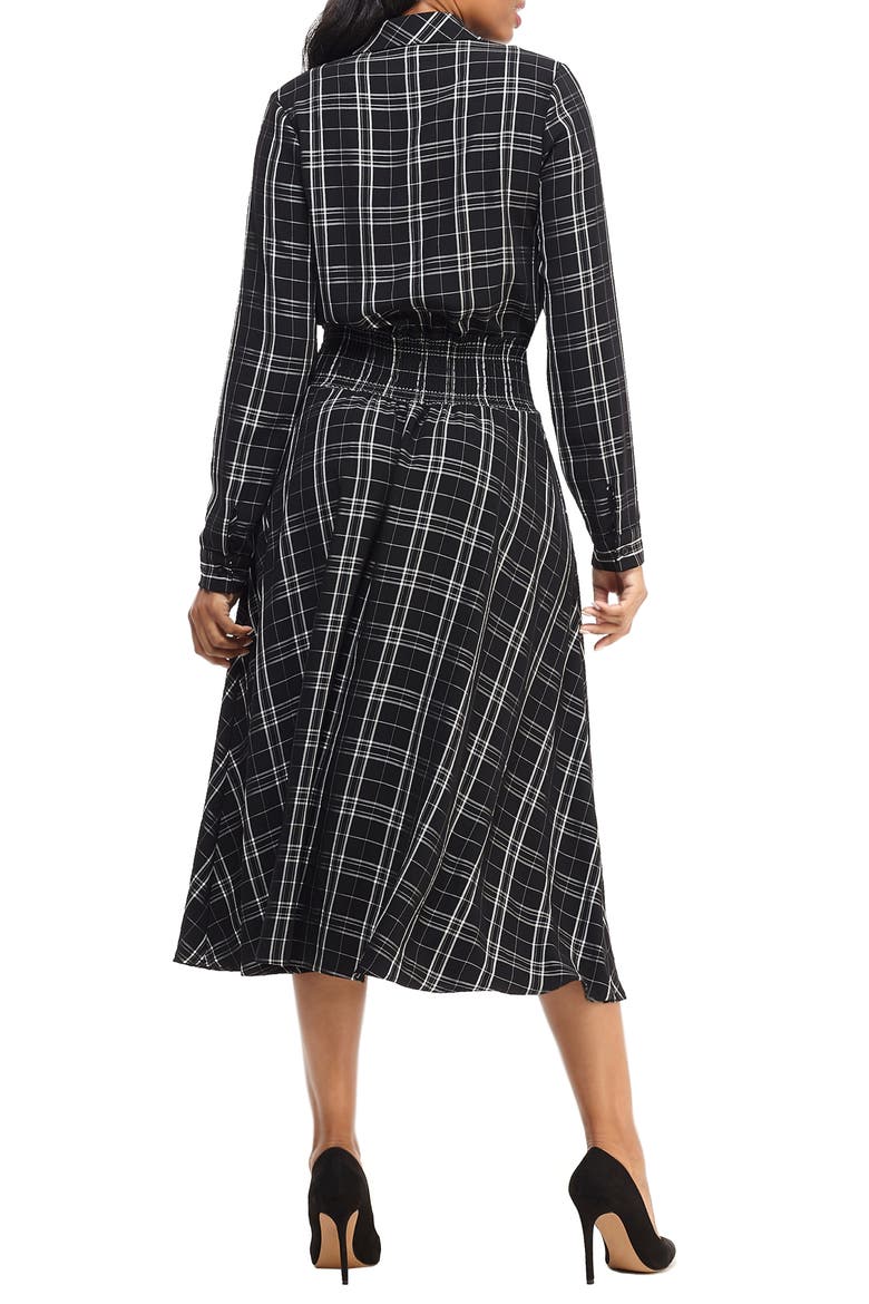 Plaid Long Sleeve Shirtdress, Alternate, color, BLACK/ WHITE