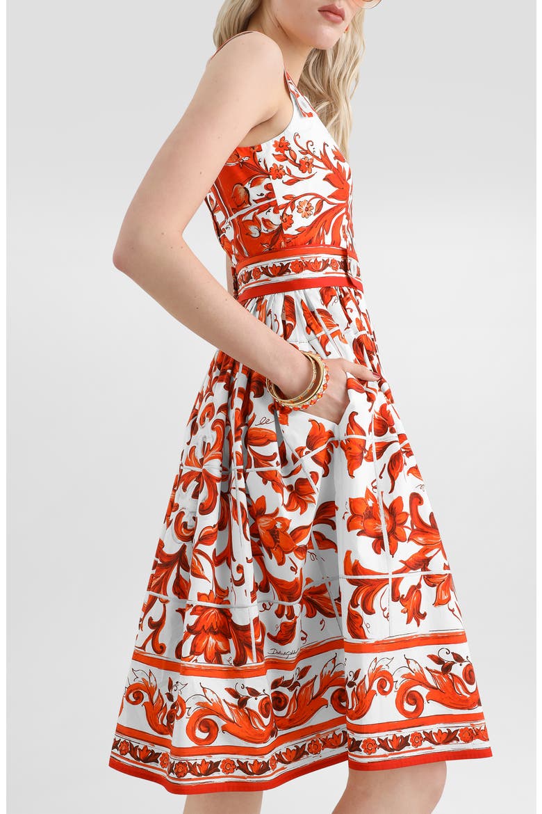 Majolica Print Cotton Poplin Sundress, Alternate, color, S9000 VARIANTE ABBINATA