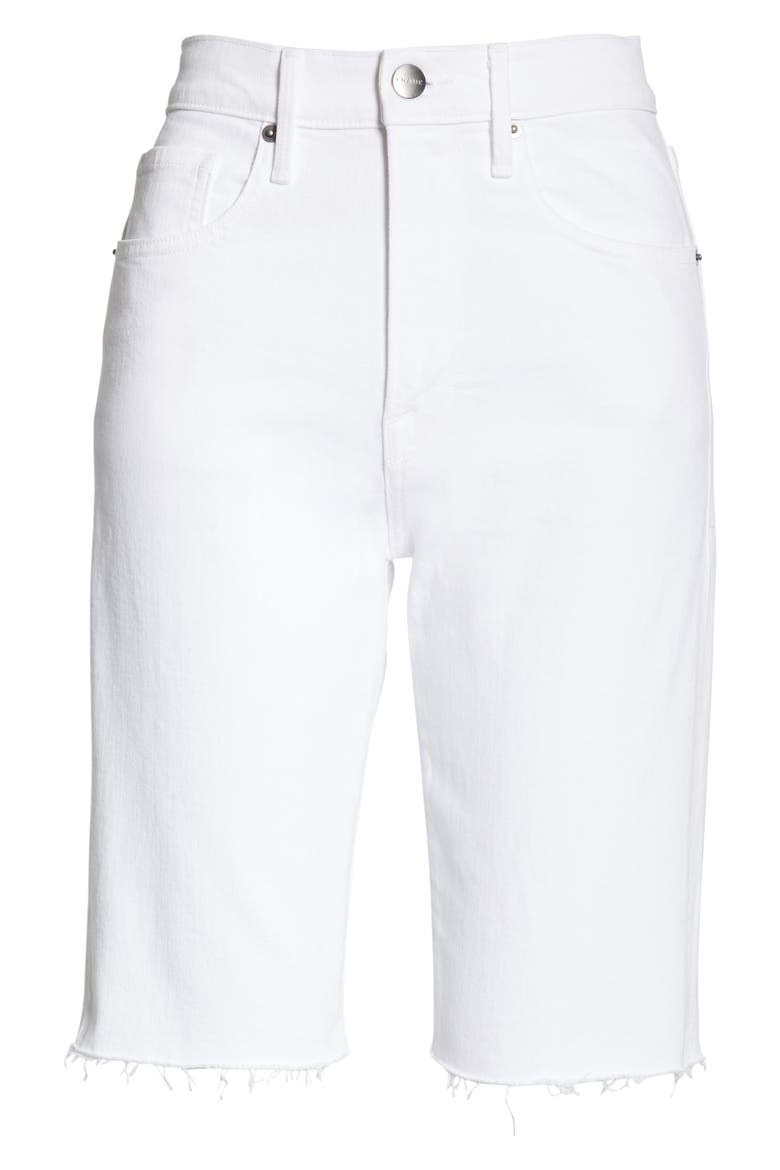 Le Vintage High Waist Raw Edge Bermuda Shorts, Alternate, color, BLANC
