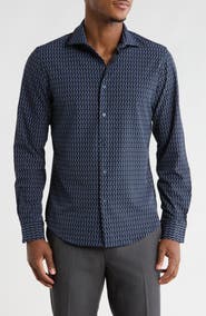 DENIM AND FLOWER Geo Performance Long Sleeve Button-Up Shirt