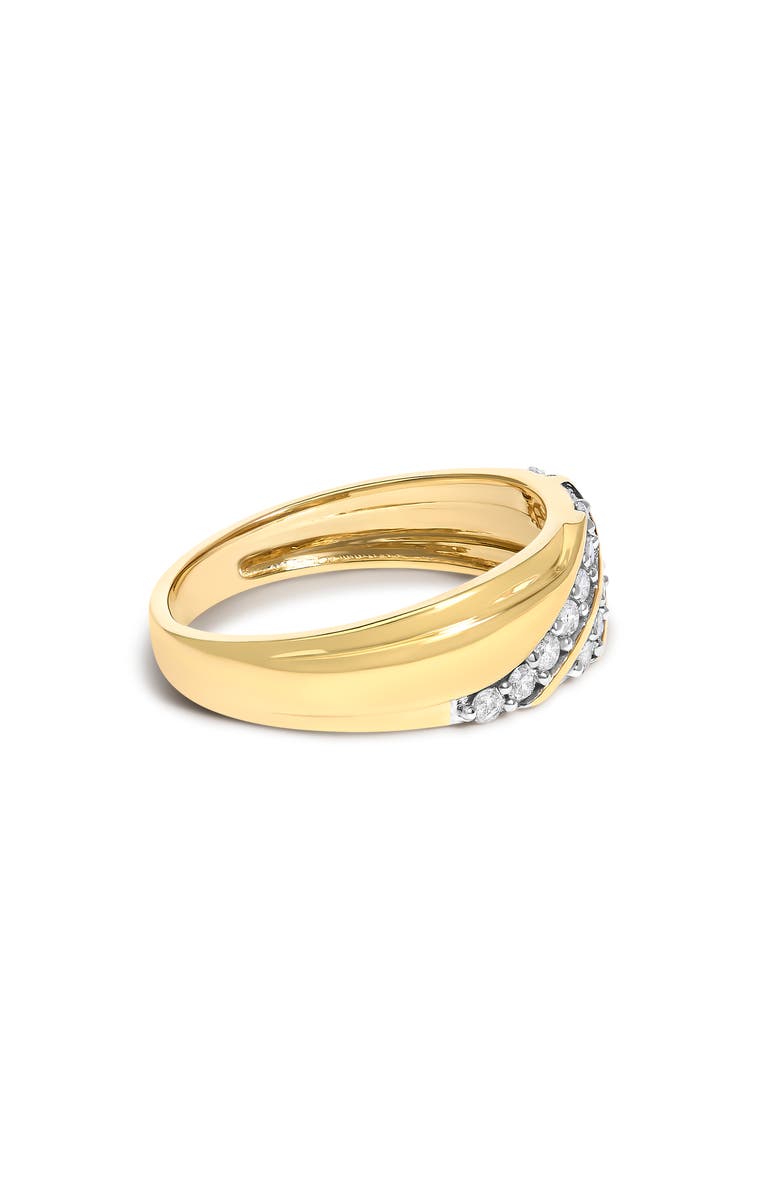 Haus of Brilliance Men's 14K Yellow Gold Plated Sterling Silver 3/8 Cttw Diamond Crossover Band Ring, Alternate, color, Yellow Gold Over Silver