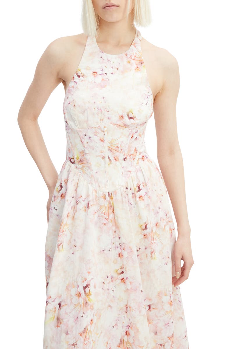 Bardot Kylen Ramie Halter Midi Dress, Alternate, color, Pink Floral