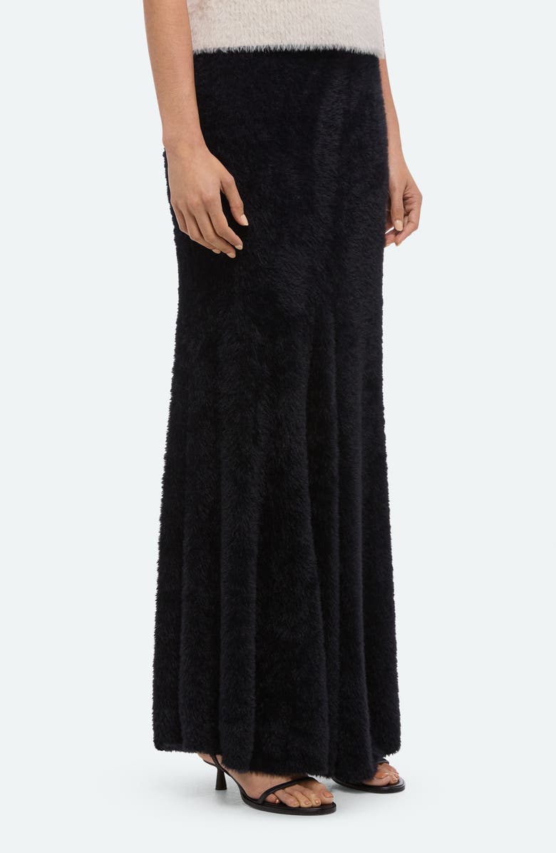 Helmut Lang Grunge Faux Fur Maxi Skirt, Alternate, color, Black