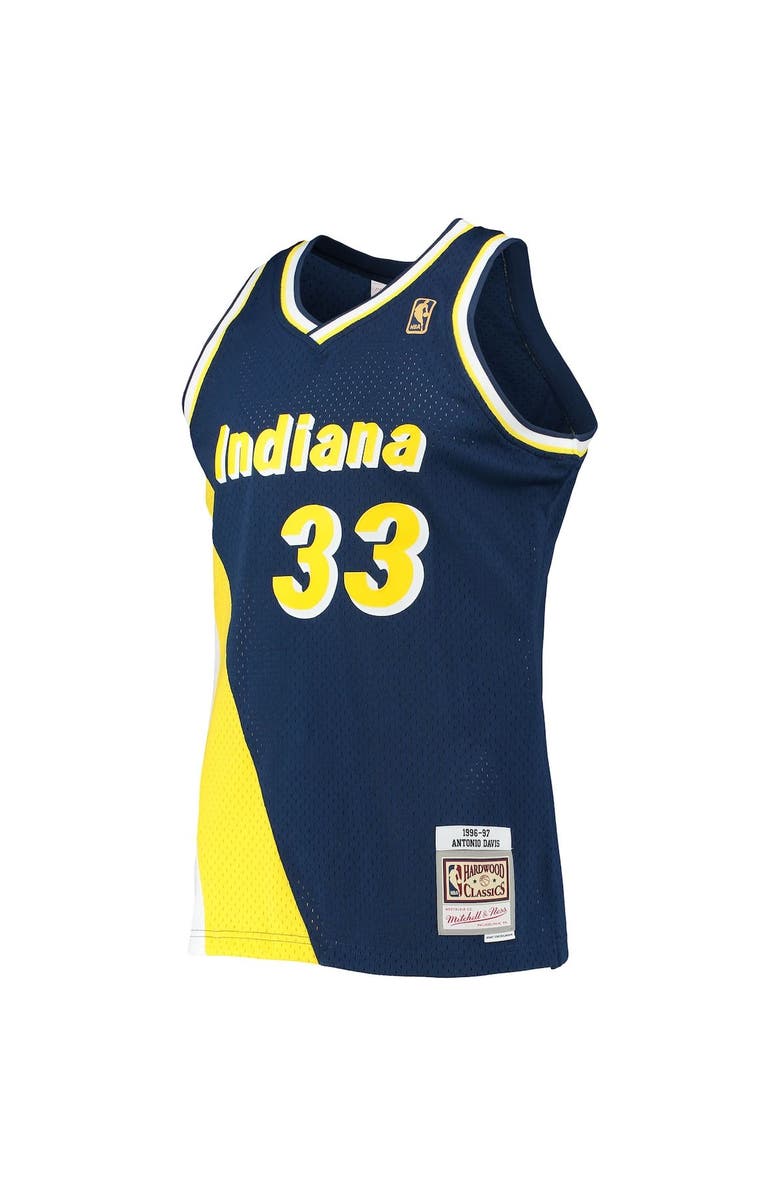 Mitchell & Ness Men's Mitchell & Ness Antonio Davis Navy Indiana Pacers 1996-97 Hardwood Classics Swingman Jersey, Alternate, color,