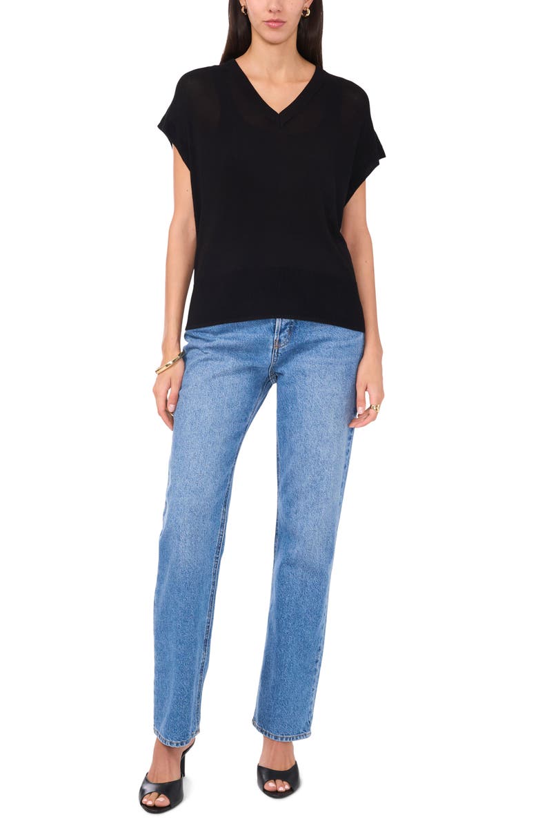 Vince Camuto Short Sleeve V-Neck Sweater, Alternate, color,