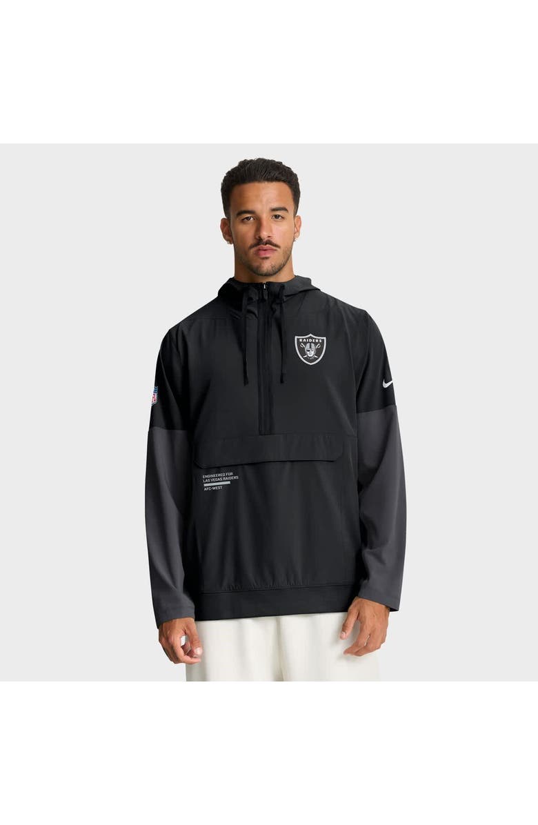 Nike Men's Nike Black Las Vegas Raiders Sideline Anorak Half-Zip Hoodie Jacket, Alternate, color, Black