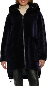 GORSKI Genuine Shearling Hooded Long Coat, Reversible