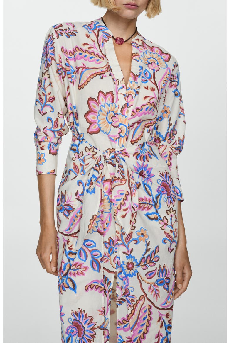 Floral Cotton Shirtdress, Alternate, color, ECRU
