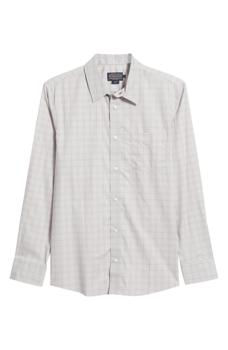 Pendleton Academy Check Pima Cotton Button-Up Shirt, Alternate, color, Grey Plaid