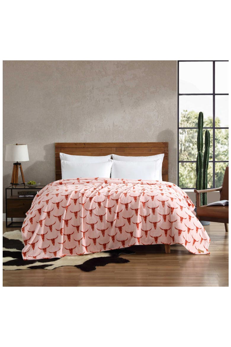 Steer Head Throw Blanket, Alternate, color, PINK