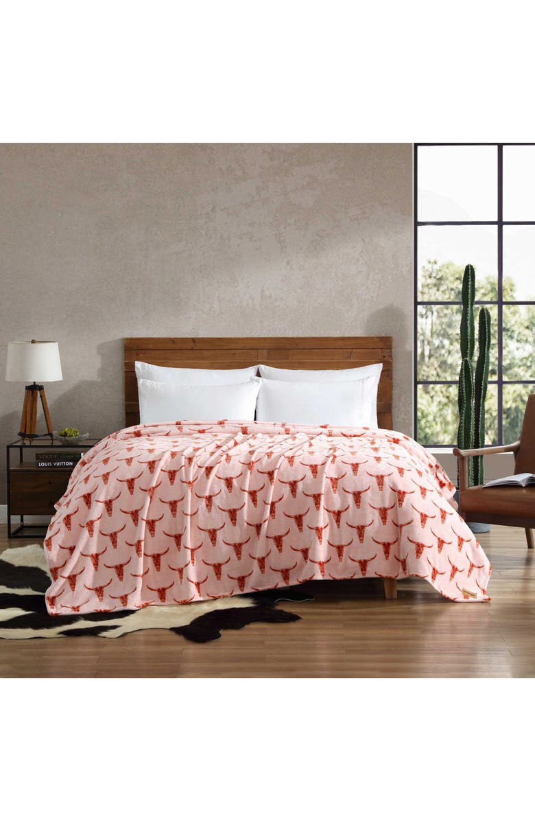 Wrangler Steer Head Throw Blanket, Alternate, color, Pink