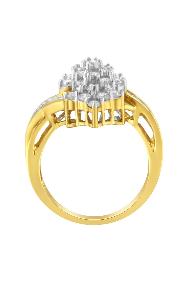 10K Yellow Gold 1 1/10 Cttw Diamond Cluster Ring, Alternate, color, Yellow Gold