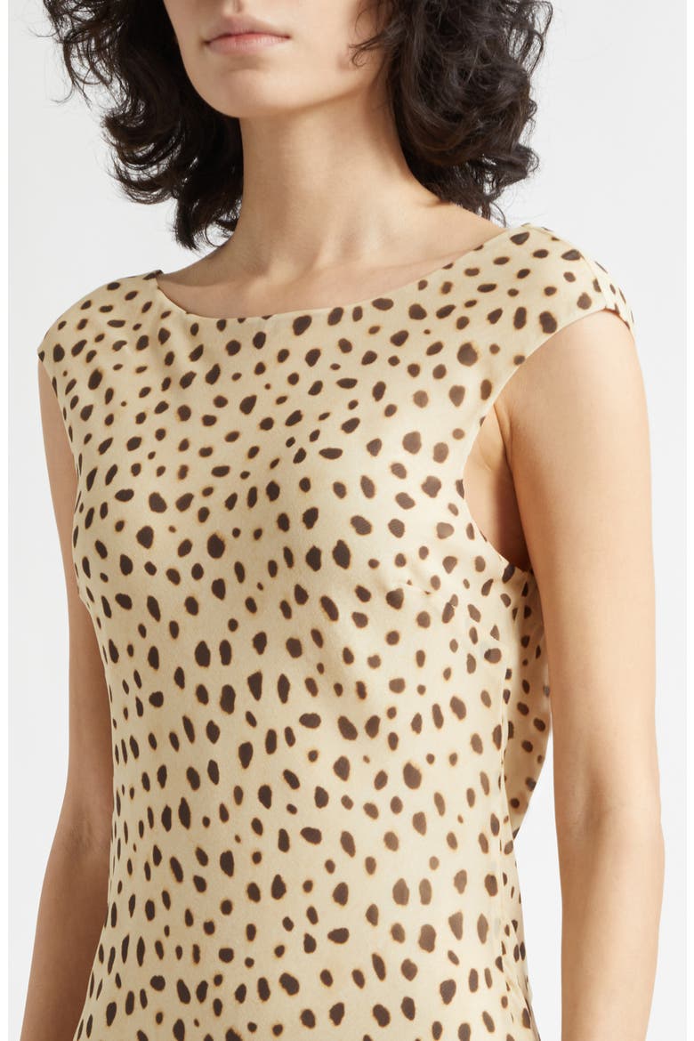 Leo Cheetah Print Drape Back Silk Georgette Dress, Alternate, color, CHEETAH