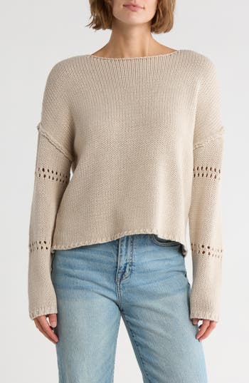 Rd Style Open Stitch Detail Sweater In Neutral