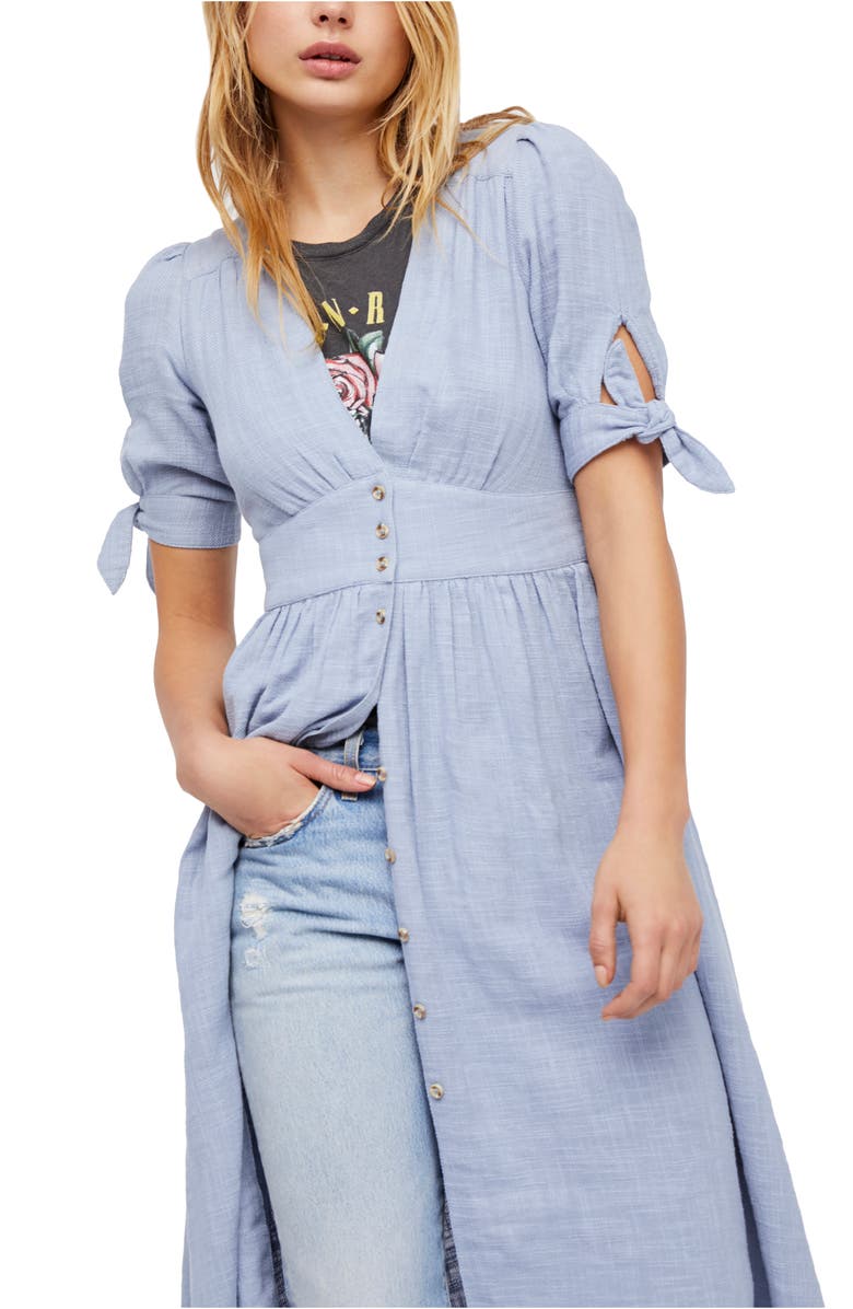Free People Love of My Life Midi Shirtdress, Alternate, color, Blue