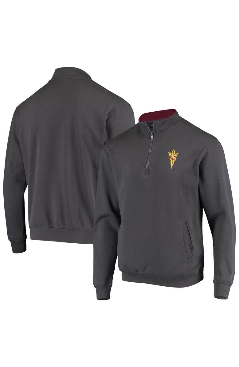 COLOSSEUM Men's Colosseum Charcoal Arizona State Sun Devils Tortugas Logo Quarter-Zip Jacket, Main, color, Charcoal