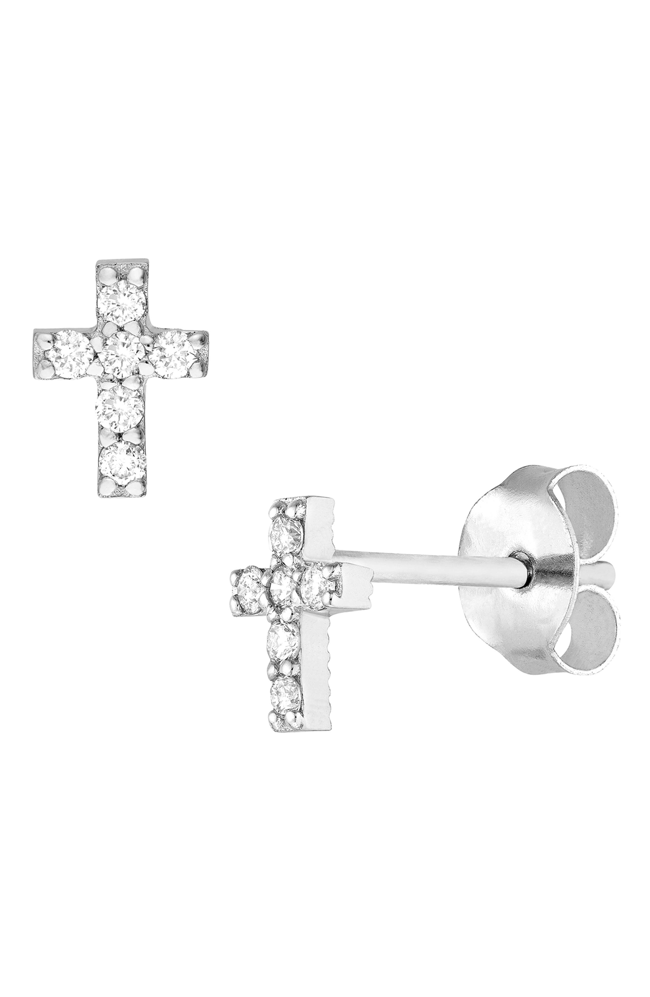 HAWLEY ST Diamond Mini Cross Stud Earrings (Women) | Nordstromrack