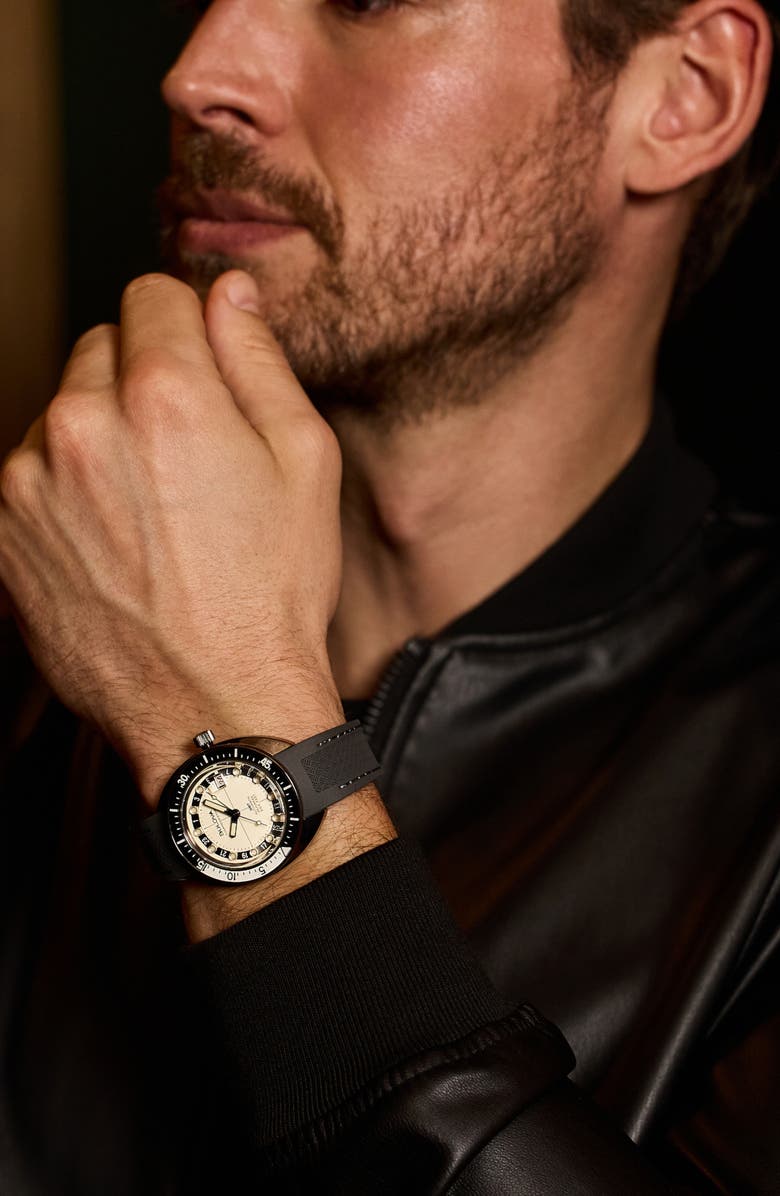 BULOVA Oceanographer Automatic Silicone Strap Watch, 41mm, Alternate, color, Gray