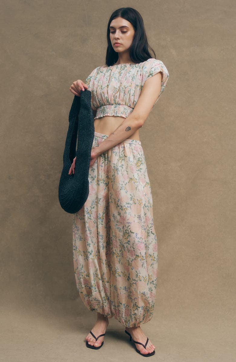 MAUDE CLUB Ara Floral Print Crop Top, Alternate, color, Vintage Floral Print