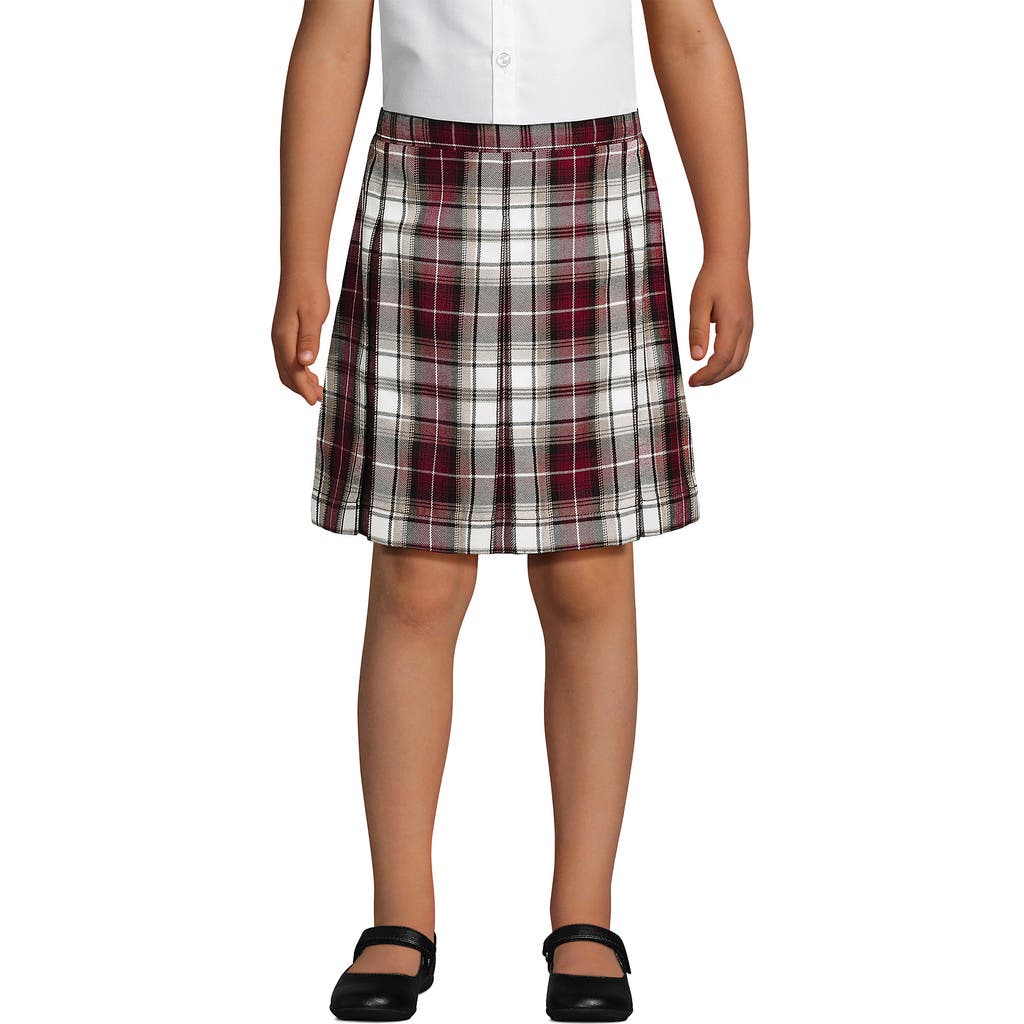 Lands' End School Uniform Girls Plaid Box Pleat Skirt Top Of The Knee In Multi