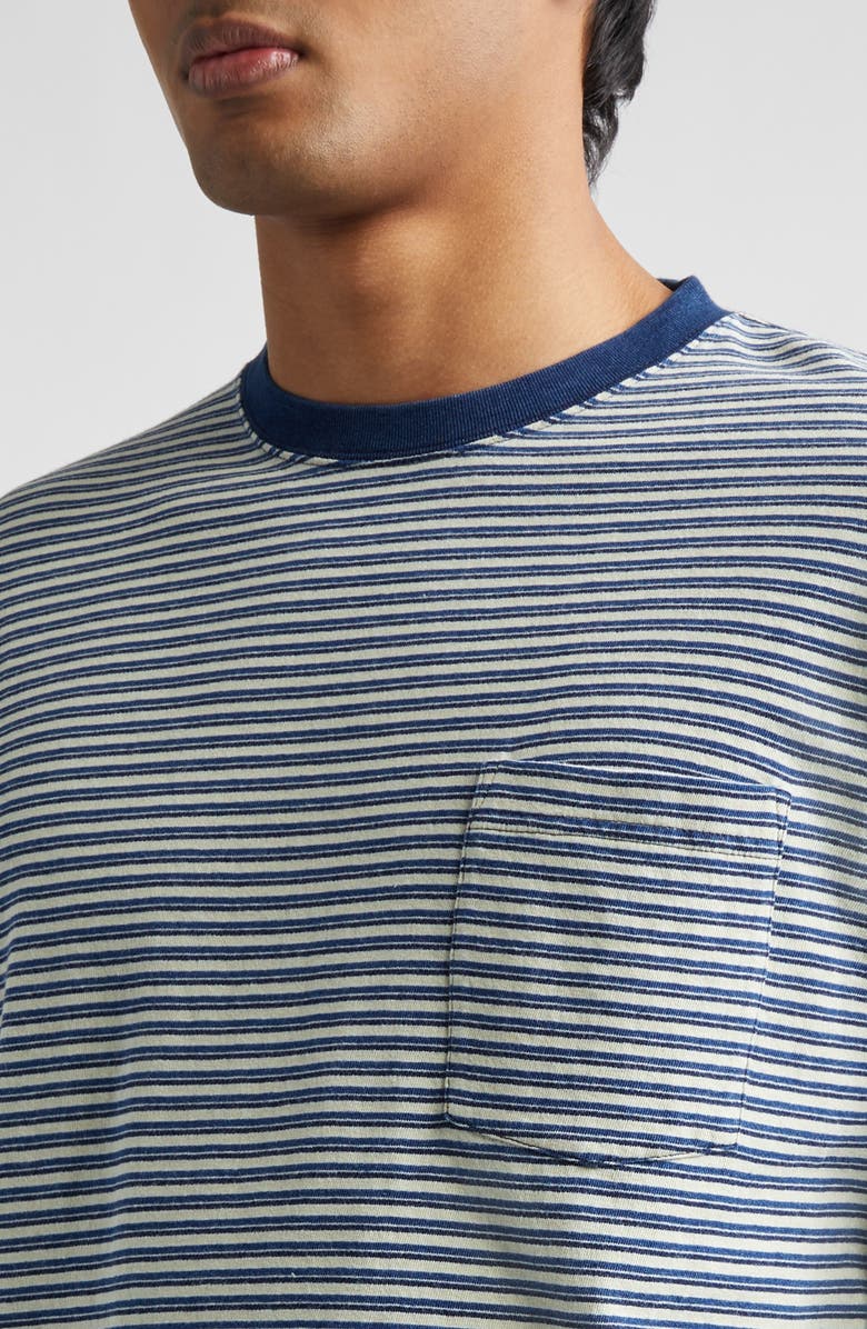 BEAMS Indigo Stripe Pocket T-Shirt, Alternate, color, Off White