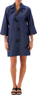 Karen Kane Cuffed Sleeve Embellished Shirtdress