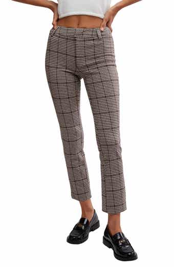Free People Molly Houndstooth Plaid Slim Fit Pants