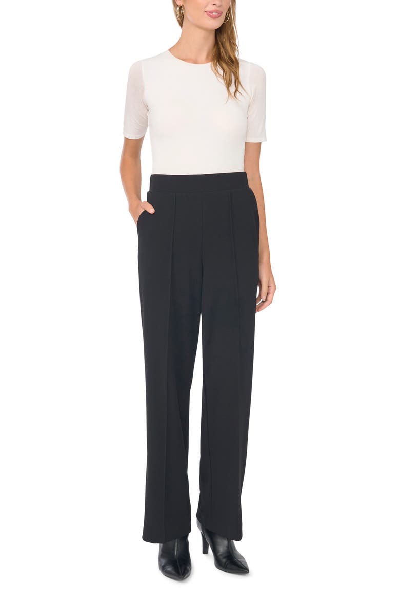 Pintuck Wide Leg Pull-On Pants, Alternate, color, RICH BLACK