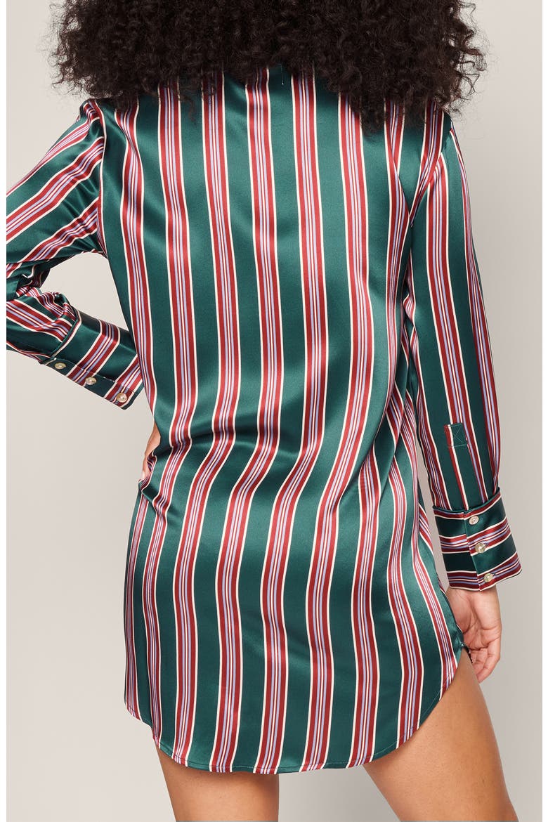 Lancaster Stripe Mulberry Silk Nightgown, Alternate, color, GREEN