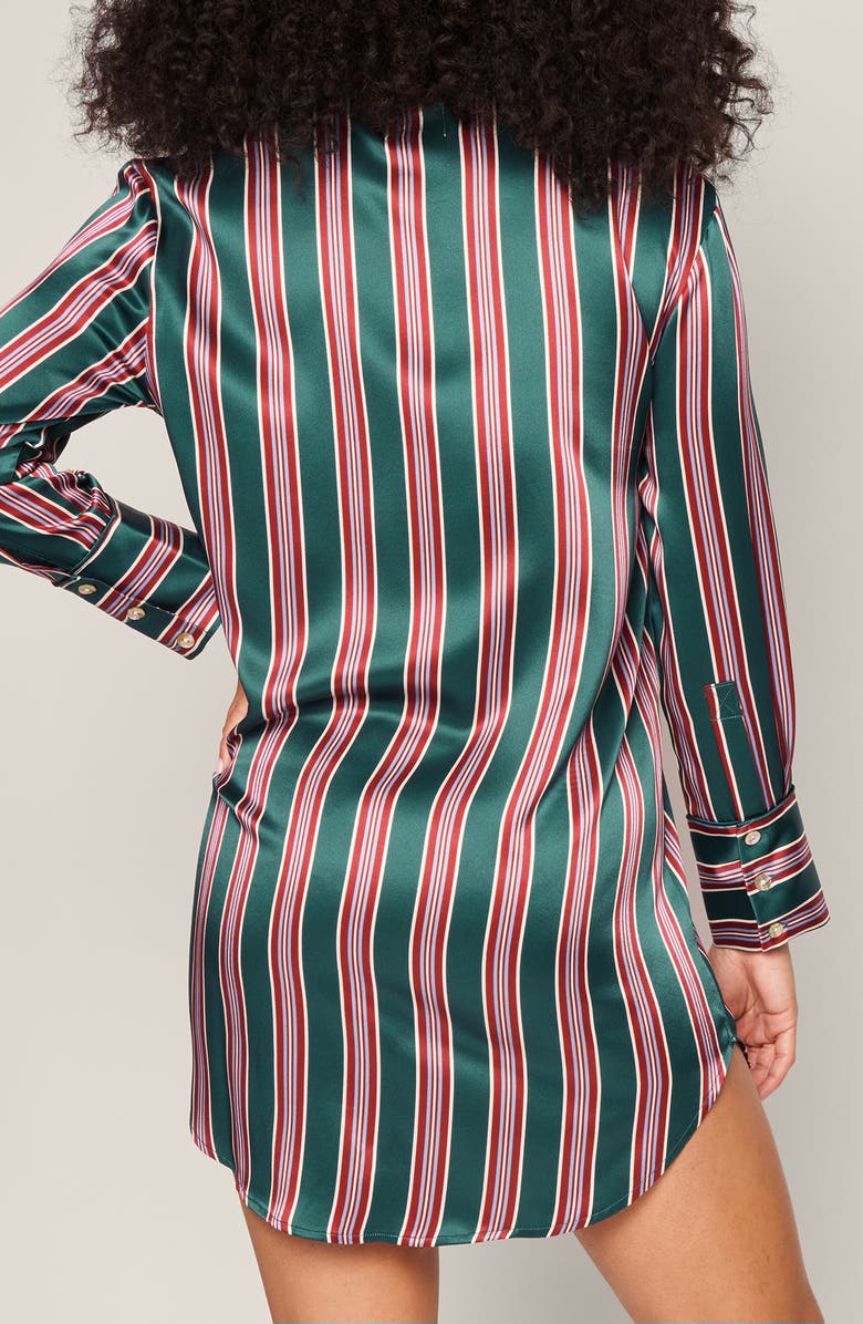 Petite Plume Lancaster Stripe Mulberry Silk Nightgown, Alternate, color, 