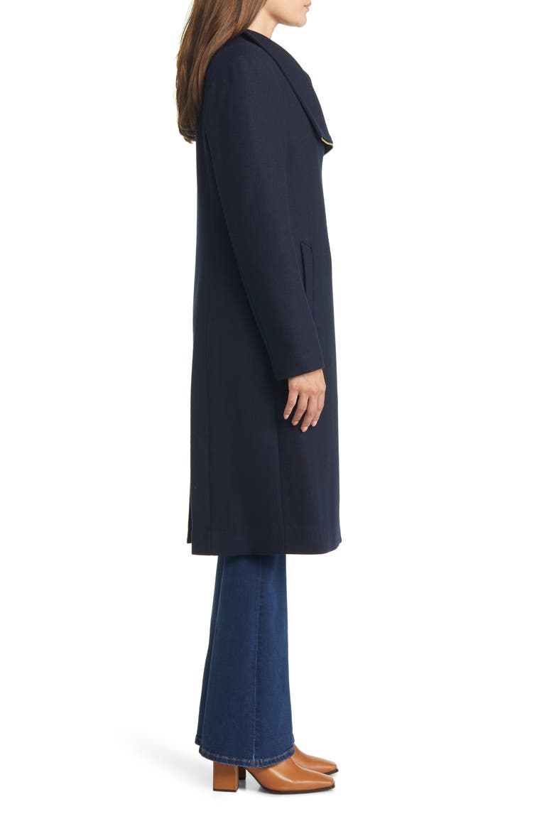 Women's Asymmetric Zip Fine Twill Wool Blend Coat, Alternate, color, NAVY