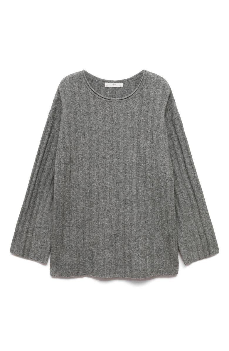 MANGO Rib Stitch Sweater, Alternate, color, Medium Heather Grey