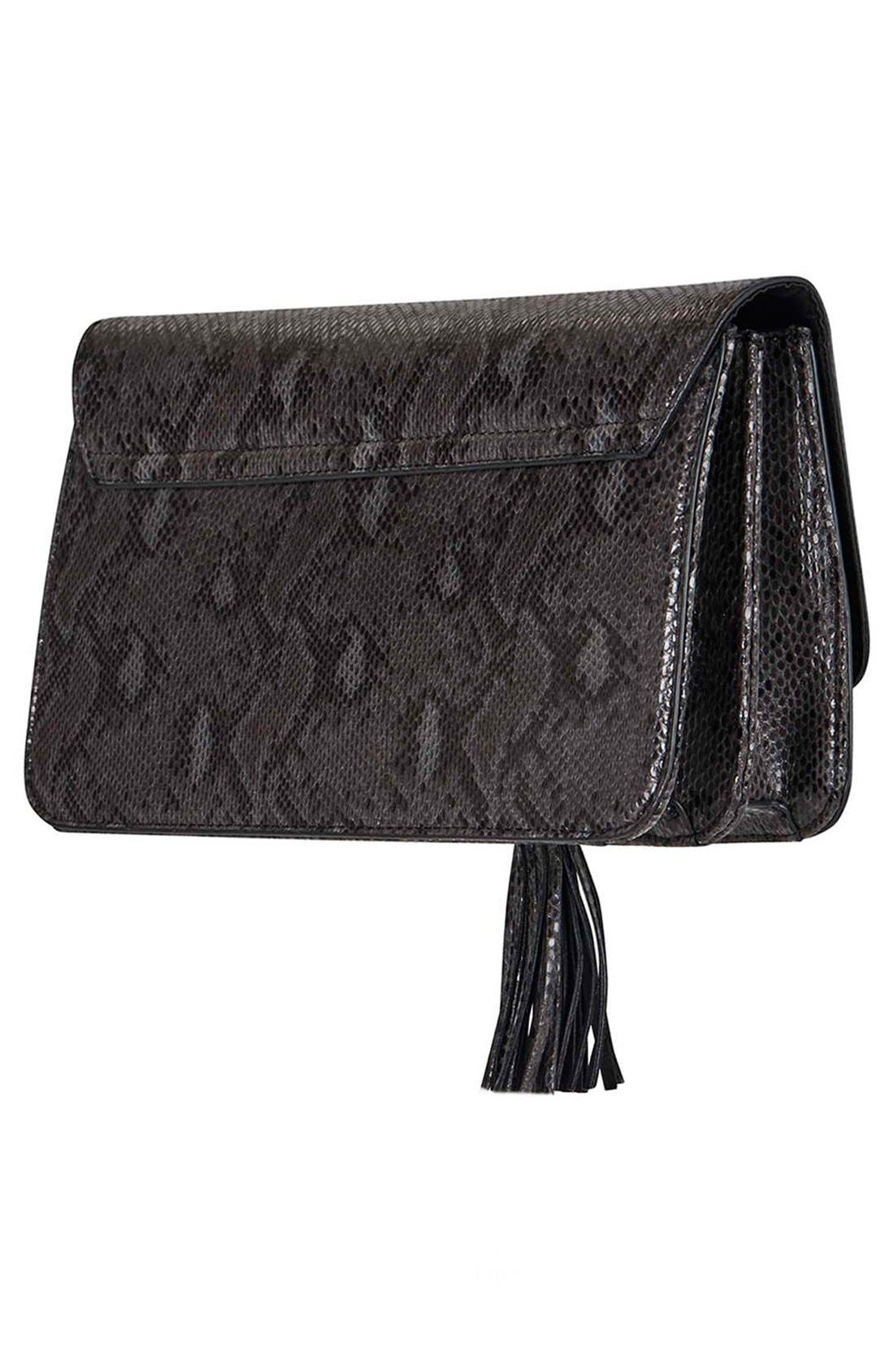 'Chapel' Faux Snakeskin Clutch, Alternate, color, BLACK MULTI