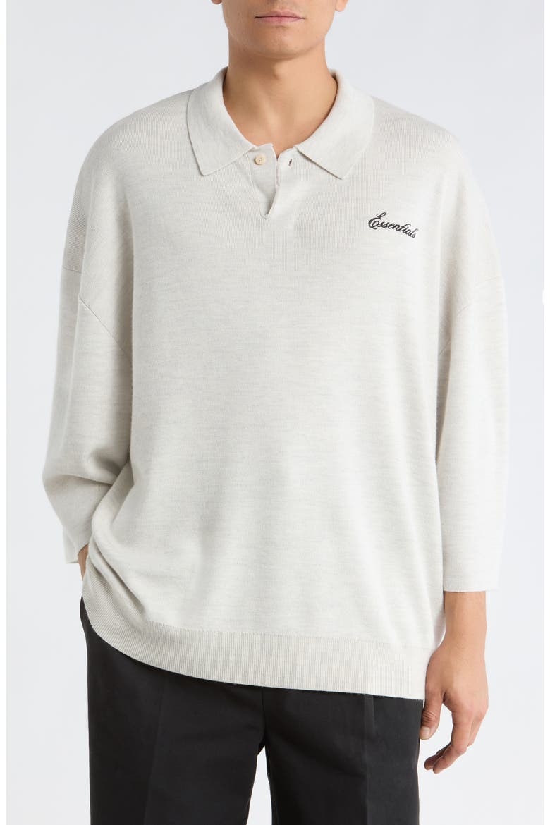 Signature Wool Polo Sweater, Main, color, HEATHER OATMEAL
