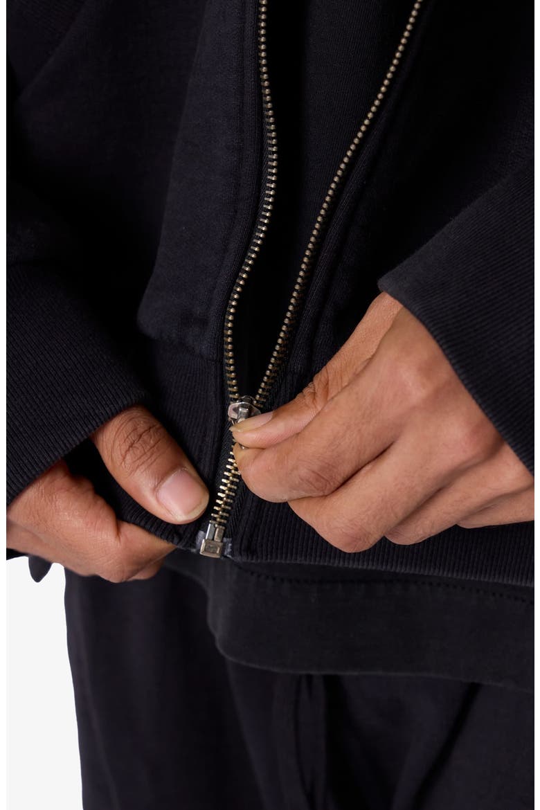 Oversize Zip Hoodie, Alternate, color, WASHED BLACK