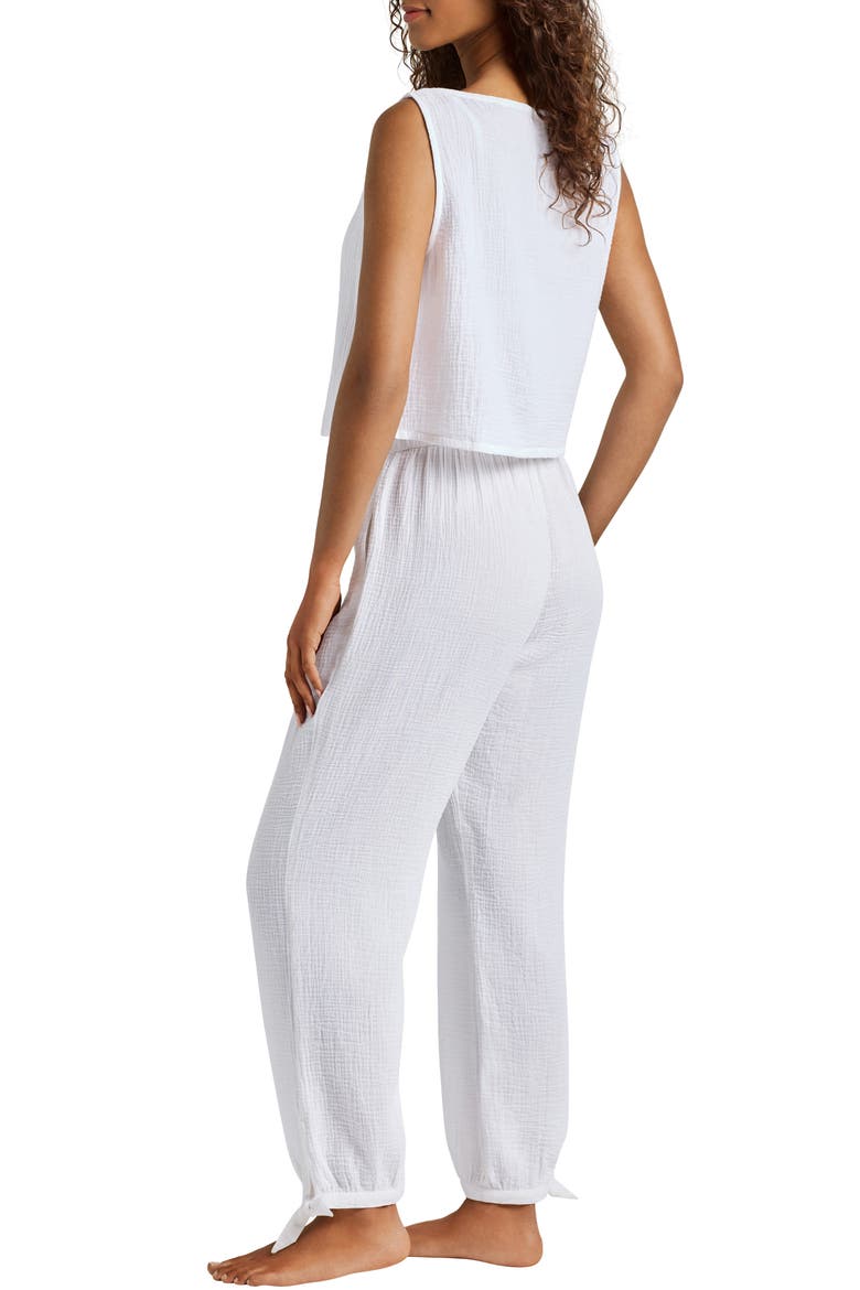 Sleeveless Cotton Top & Wide Leg Pants Cover-Up Set, Alternate, color, WHITE